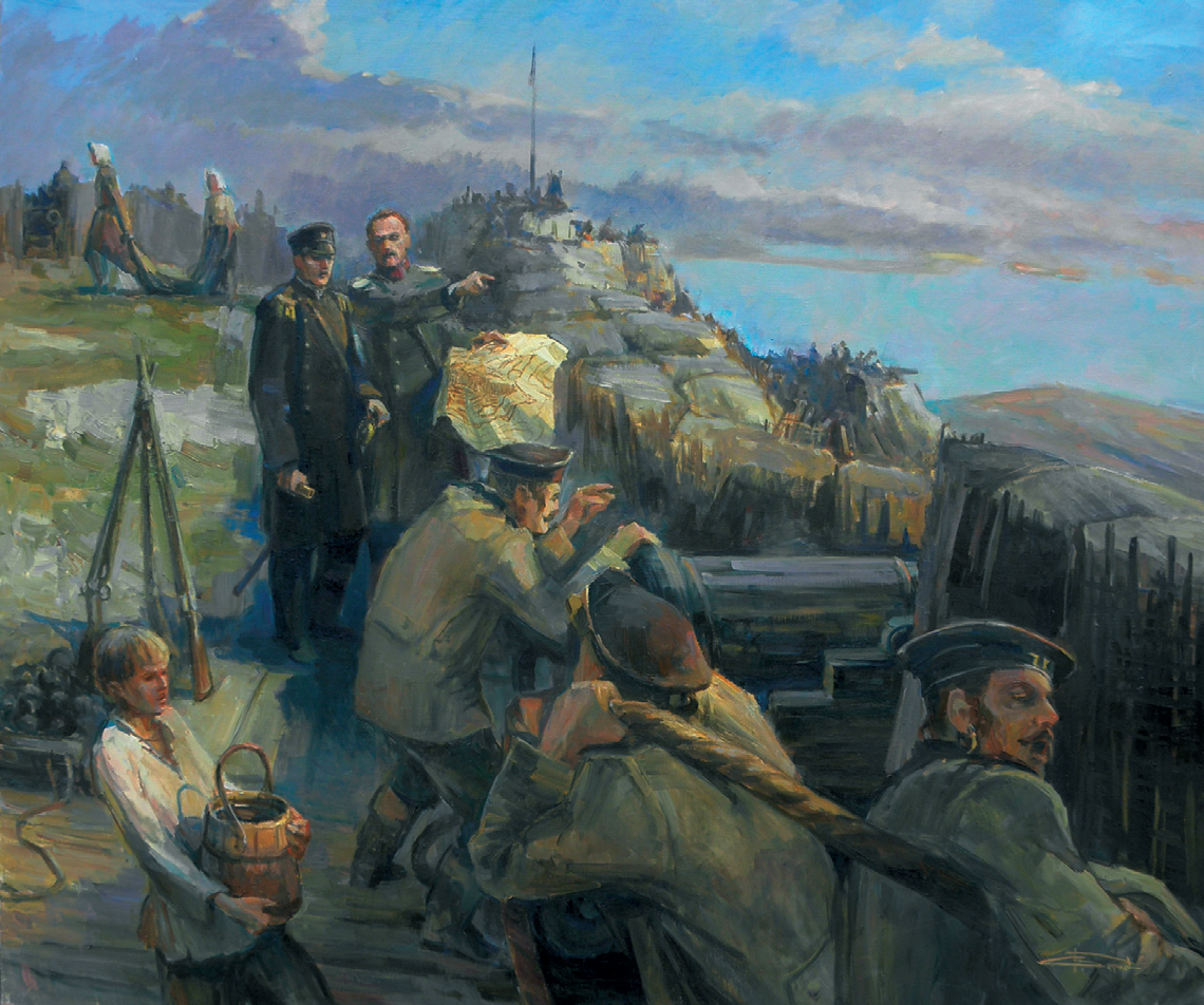Душа и вдохновение обороны Севастополя. П.С. Нахимов и Э.И. Тотлебен на осмотре позиций 24 октября 1854 г.
