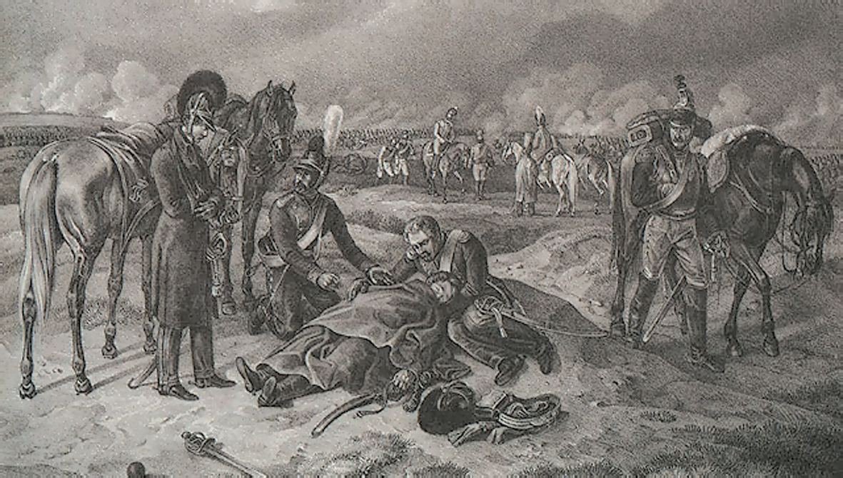 Литография по рисунку А. Адама. Битва под Москвой 7 сентября 1812 г.