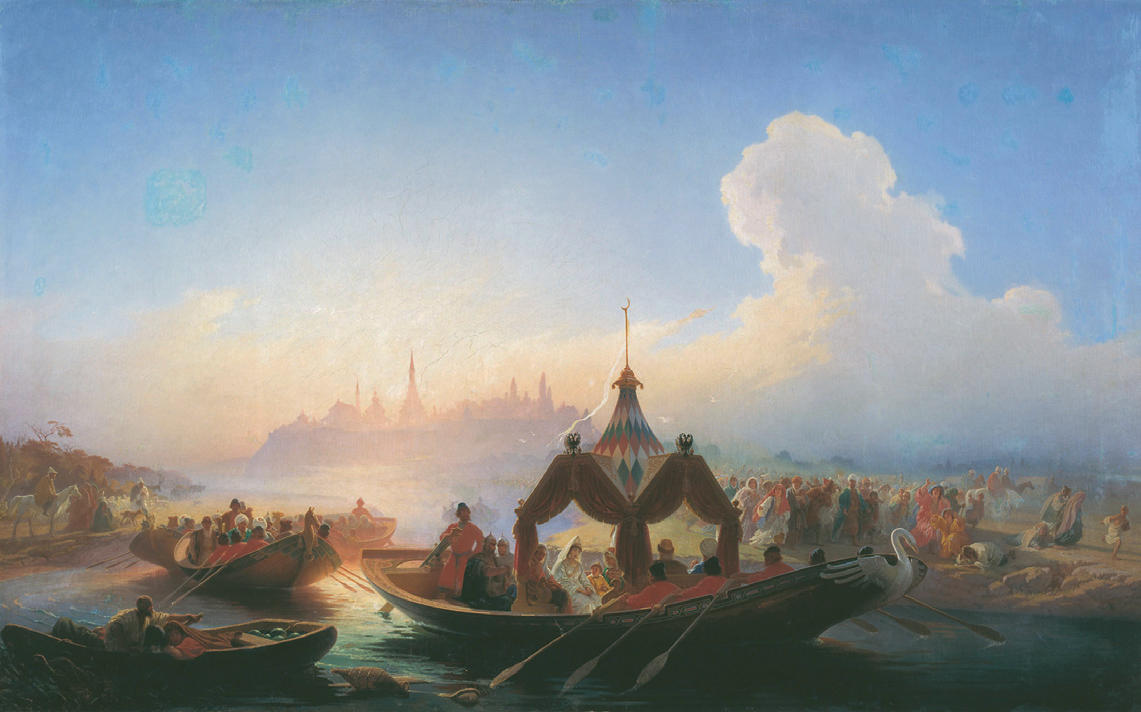 В. Худяков. Пленная царица Сююмбике, покидающая Казань. 1870