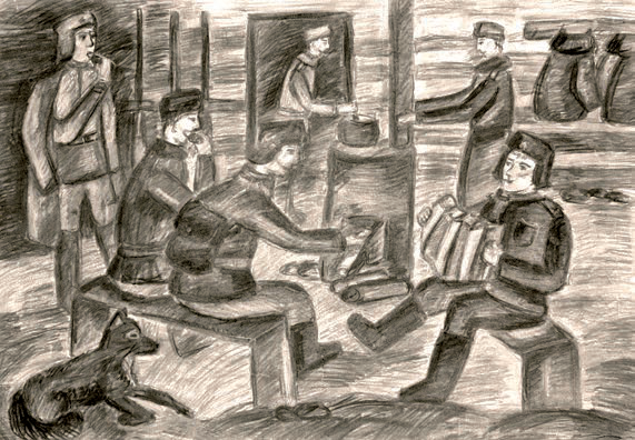 В землянке