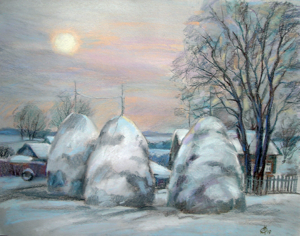 Вечереет. Стога
