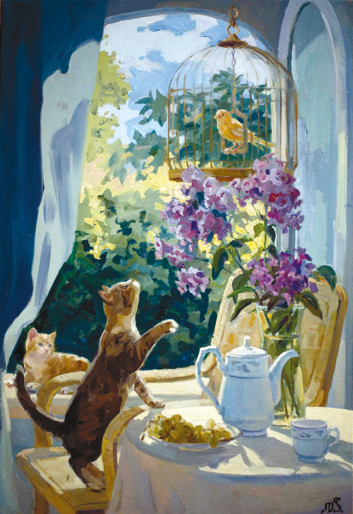 Коты и канарейка