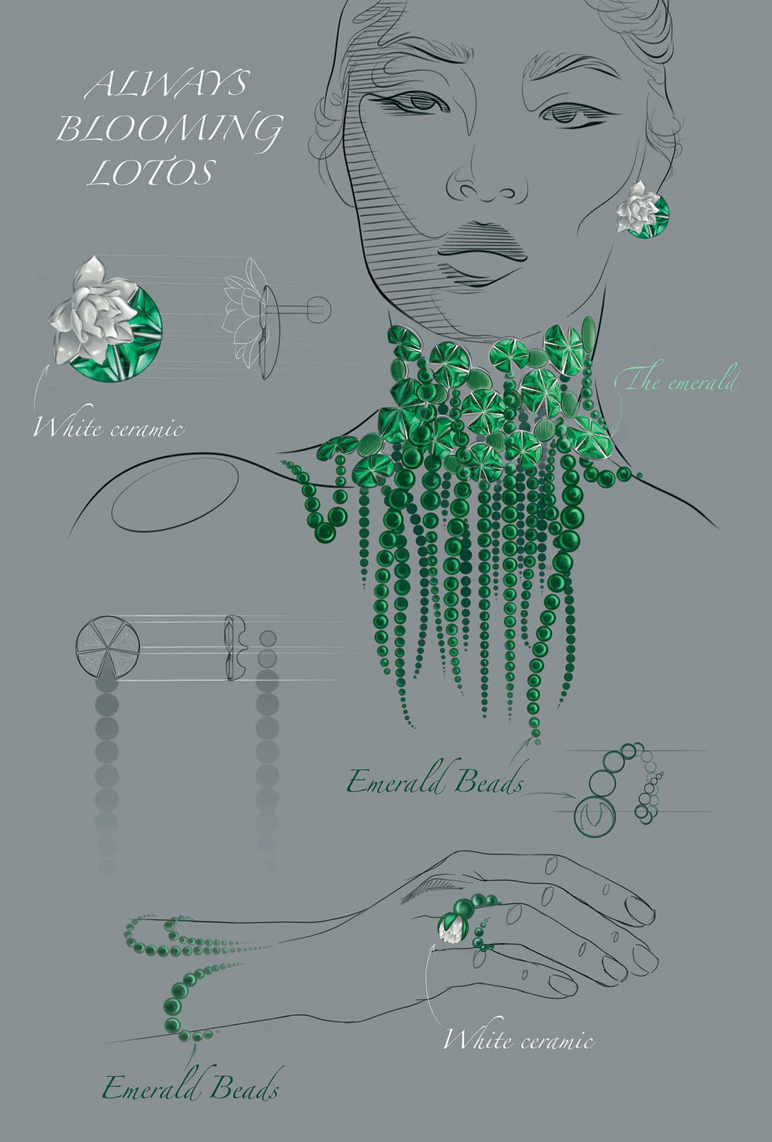 Эскиз гарнитура “Always Blooming Lotos”