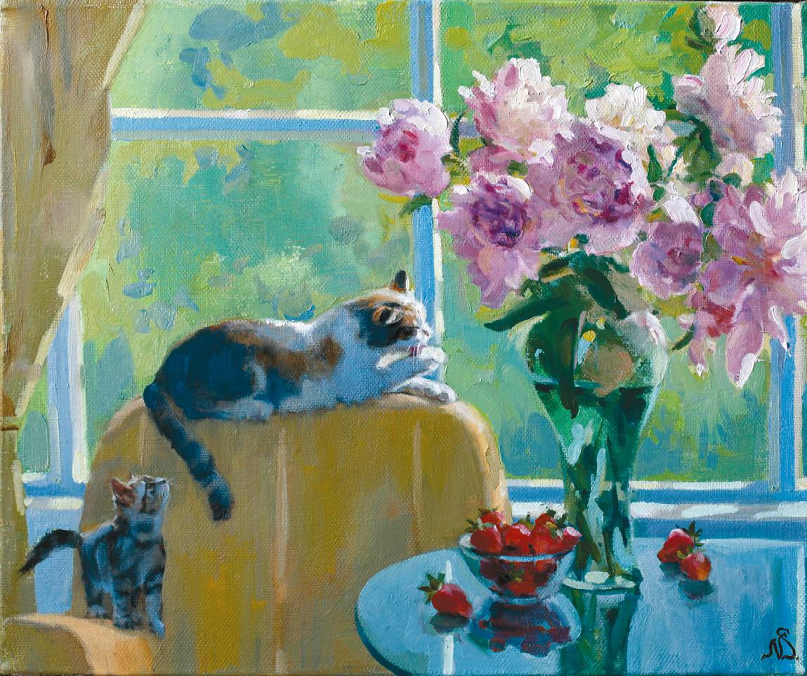Коты и пионы