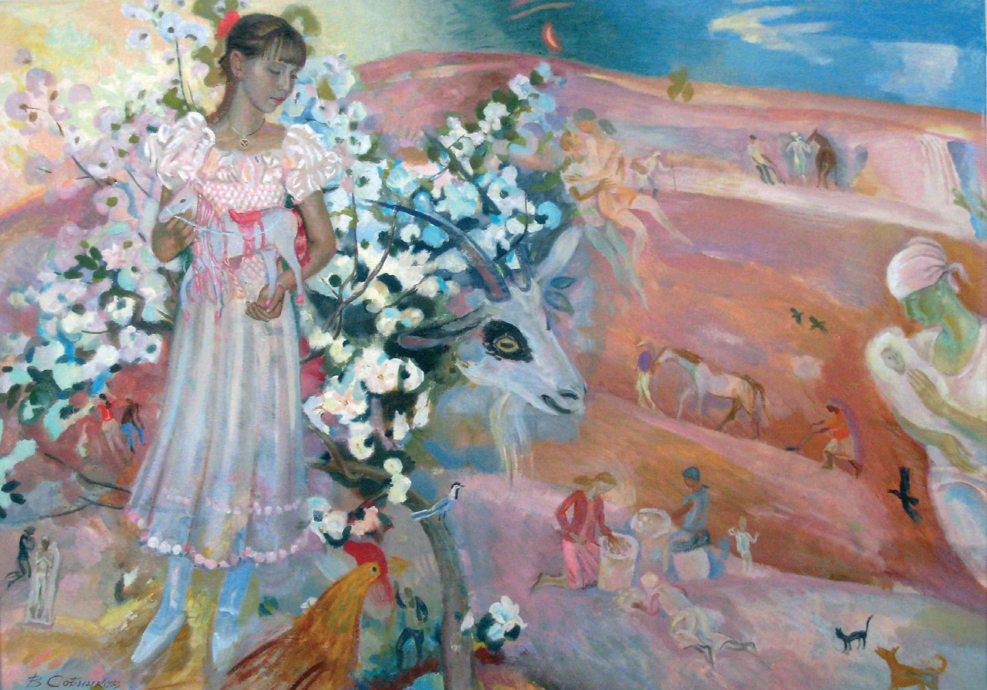 Луна и астры