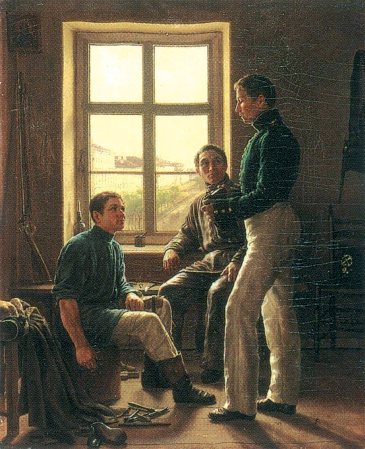А. Денисов. Подъем Александровской колонны. 1832