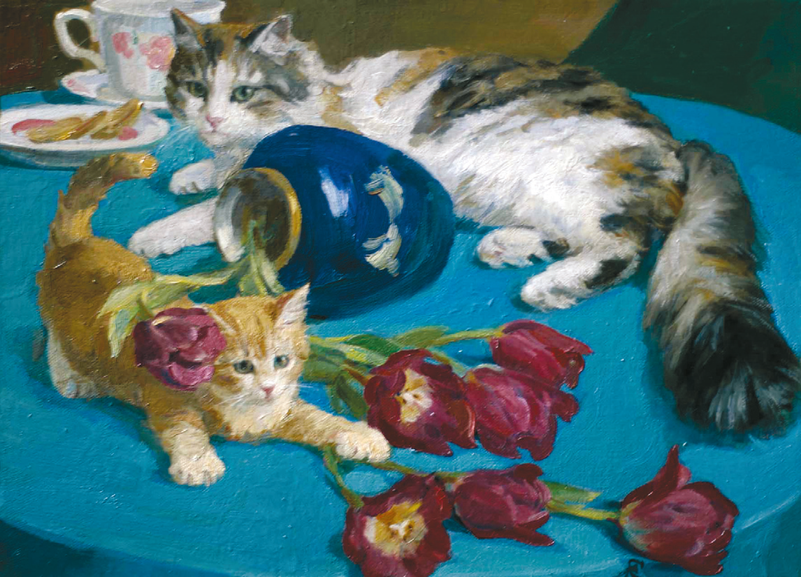 Коты и тюльпаны