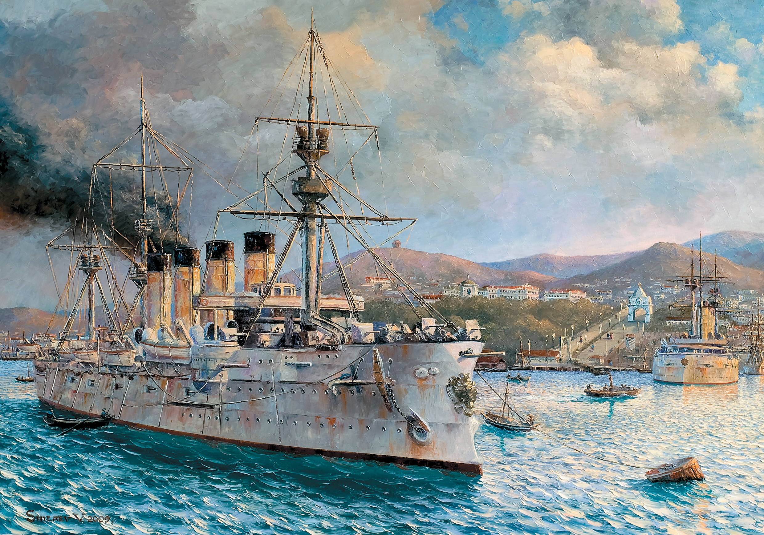 Крейсер «Россия» в бухте «Золотой Рог». 1904 год.
